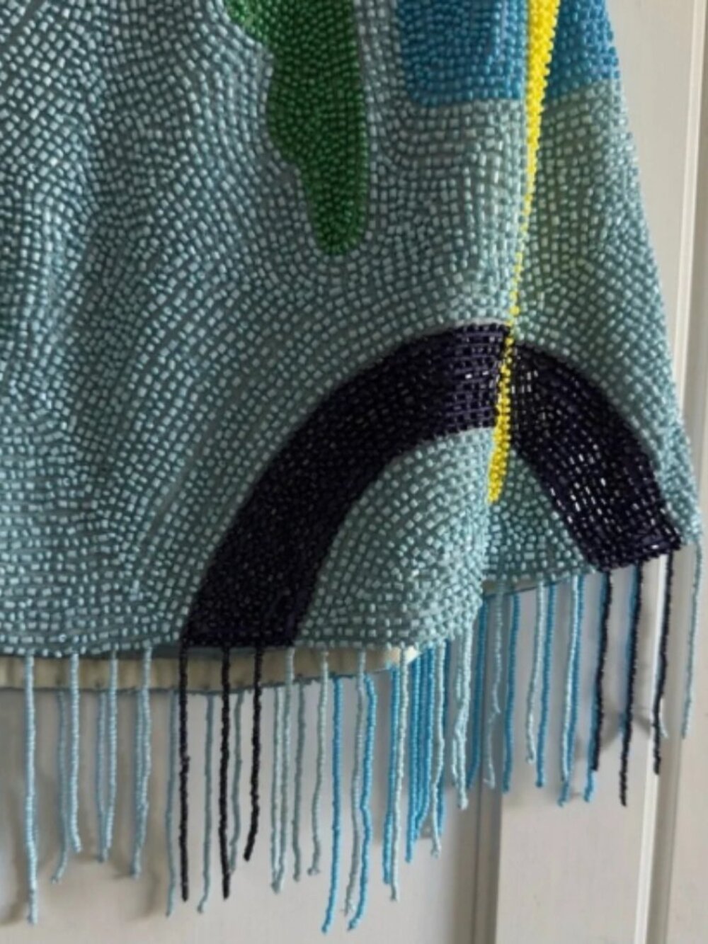 Staud Le Sable Square-Neck Beaded Mini Dress in Daffodil Dream - Picture 7 of 11